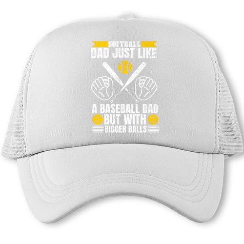 Softball Dad Like a Baseball Dad With Bigger Balls Softball Premium Trucker Cap - Sportilla