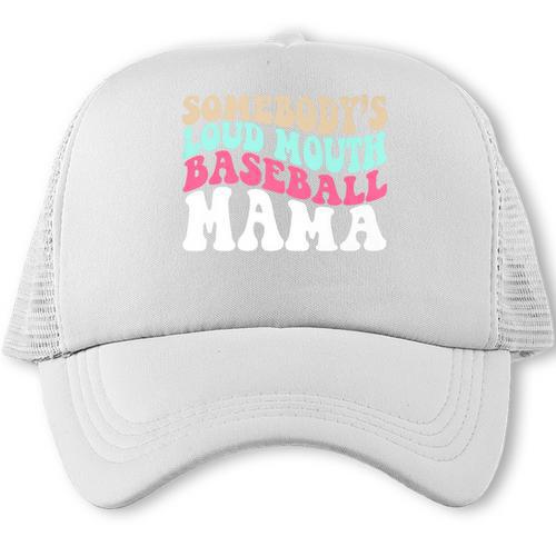 Somebody's Loudmouth Baseball Mama Baseball Mom Premium Trucker Cap - Sportilla