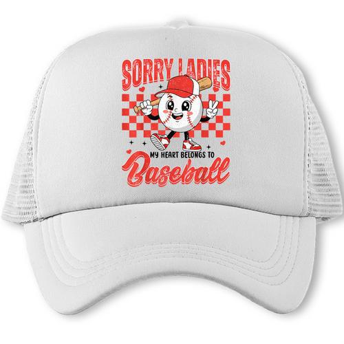 Sorry Ladies My Heart Belongs To Baseball Valentines Boys Trucker Cap - Sportilla