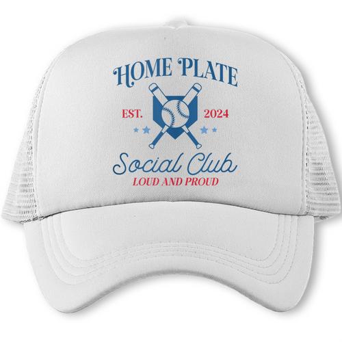 Spring 2024 Season Cute Baseball Mom Home Plate Social Club Trucker Cap - Sportilla