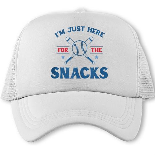 Spring 2024 Season Cute Baseball Mom Here For The Snacks Trucker Cap - Sportilla