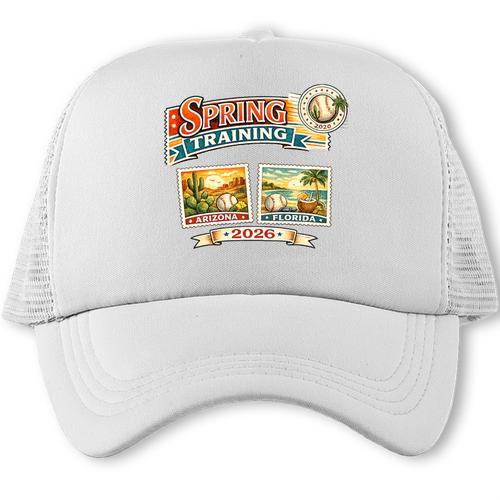 Spring Training 2026 Retro Postcard Baseball Premium Tri-Blend Trucker Cap - Sportilla