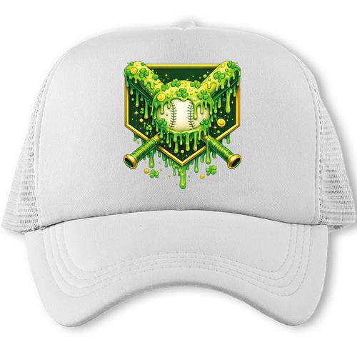 St Patrick's Day Baseball Boys Ice Cream Drip Youth Kids Premium Tri-Blend Trucker Cap - Sportilla