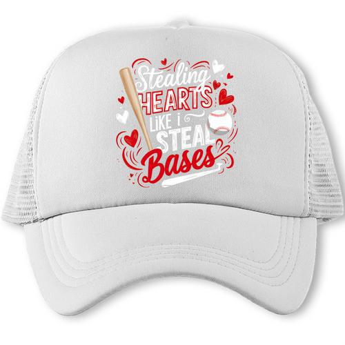Stealing Hearts Like I Steal Bases Softball Baseball Batter Trucker Cap - Sportilla