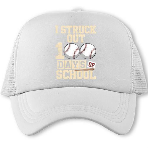 I Struck Out 100 Days Of School Baseball Fan Students Batter Premium Tri-Blend Trucker Cap - Sportilla