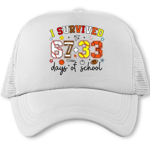 I Survived 6733 Days Baseball Football Softball 100 Days Trucker Cap - Sportilla