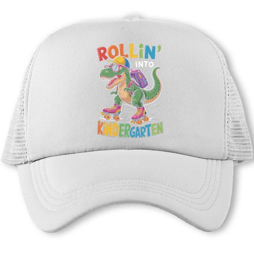 T Rex Rollin Into Kindergarten Back To School First Day Boys Trucker Cap - Savourry