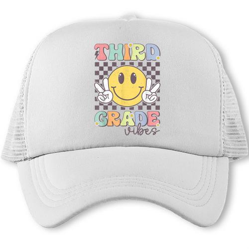 Third Grade Vibes Smile Face 3rd Grade Team Back To School Trucker Cap - Savourry