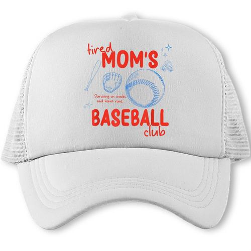 Tired Baseball Mom Club Baseball Mama Mother's Day Trucker Cap - Sportilla