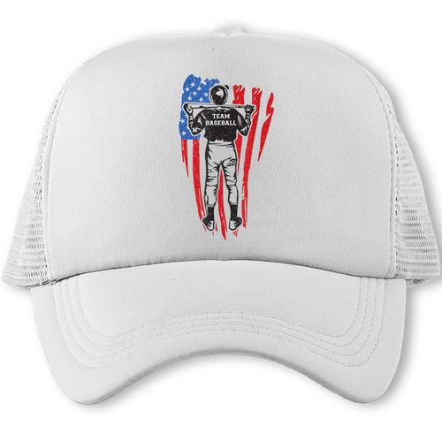 US Flag Baseball Player Batter Sport Lover Team Coach Family Trucker Cap - Sportilla
