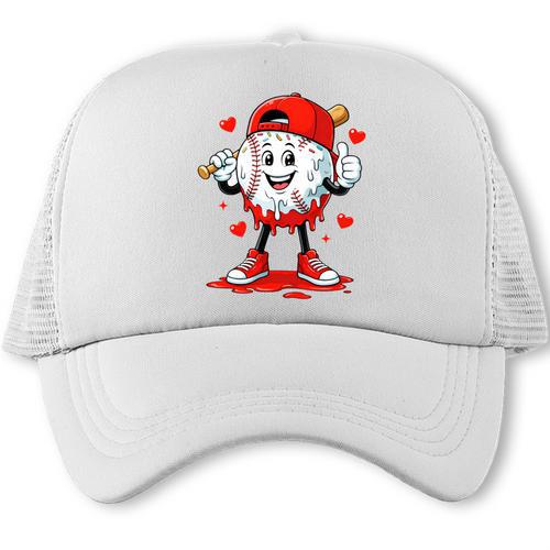 Valentine Baseball Heart Sports Men Boys Kid Trucker Cap - Sportilla