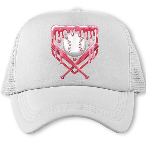 Valentines Baseball Boys Ice Cream Drip Heart Youth Kids Trucker Cap - Sportilla