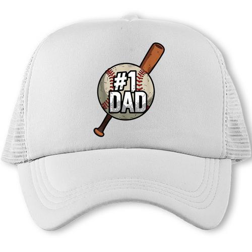 Vintage 1 Baseball Dad Daddy Father's Day Son And Daughter Trucker Cap - Sportilla