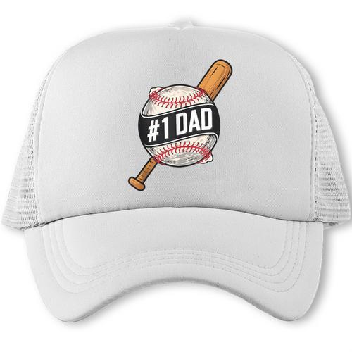 Vintage 1 Baseball Dad Daddy Father's Day From Son Daughter Trucker Cap - Sportilla