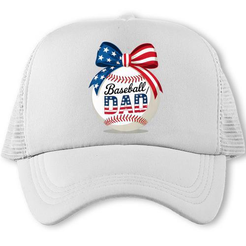 Vintage Baseball Dad Patriotic USA Flag 4th Of July Fathers Premium Trucker Cap - Sportilla