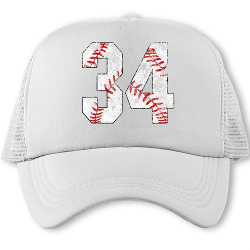 Vintage Distressed Baseball Number 34 Jersey Player Uniform Trucker Cap - Sportilla