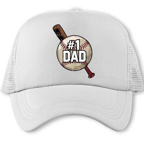 Vintage Father's Day 1 Baseball Dad Baseball Lovers Players Trucker Cap - Sportilla