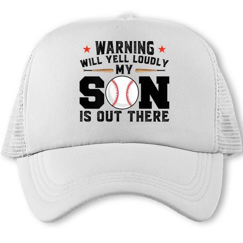 Warning Will Yell Loudly My Son Baseball Mom Trucker Cap - Sportilla