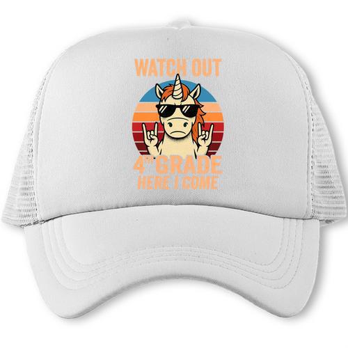 Watch Out Fourth Grade 2026 Back To School 4th Grade Boys Premium Tri-Blend Trucker Cap - Savourry
