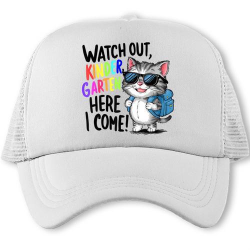 Watch Out Kindergarten Here I Come Cute Cat Back To School Trucker Cap - Savourry