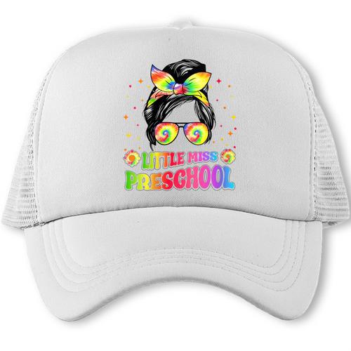 Women's Little Miss Preschool Messy Bun Tie Dye Back To School Girls Trucker Cap - Savourry