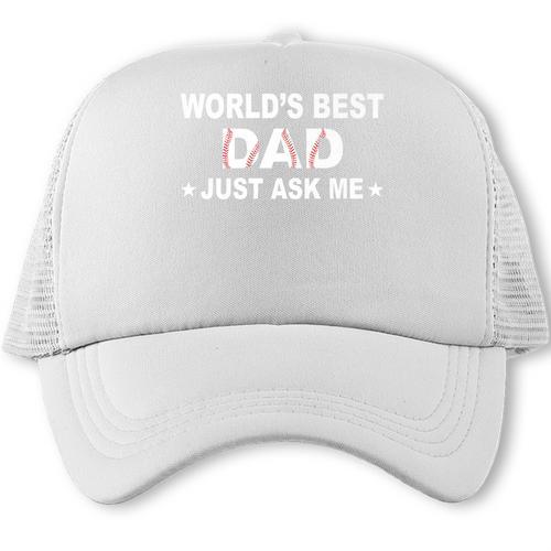 World's Best Dad Just Ask Me Baseball Dad Father's Day Premium Trucker Cap - Sportilla