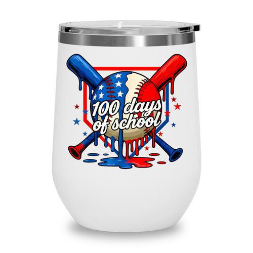 100 Days Of School 100th Day Youth Drip Baseball Boys Kid Wine Tumbler - Sportilla