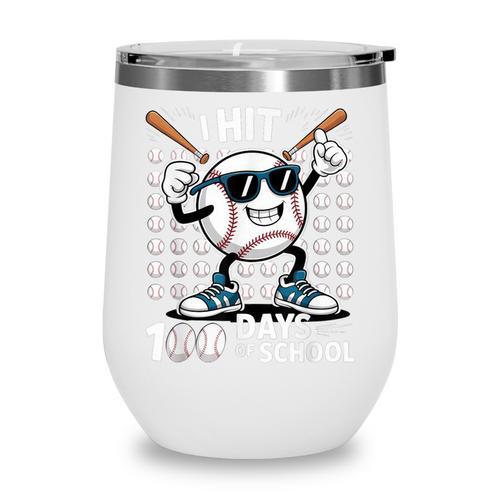 100 Days Of School Baseball Bat 100th Day Of School Wine Tumbler - Sportilla