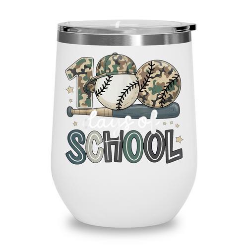100 Days Of School Baseball Camo Camo Cap Boy School Wine Tumbler - Sportilla