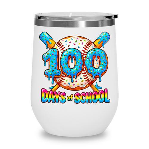 100 Days Of School Baseball Drip Boys 100th Day Of School Wine Tumbler - Sportilla