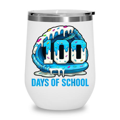 100 Days Of School Baseball Drip Ice Cream Kid Boy 100th Day Wine Tumbler - Sportilla