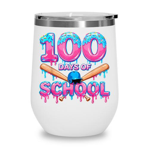 100 Days Of School Baseball Dripping Ice Cream 100th Day Wine Tumbler - Sportilla