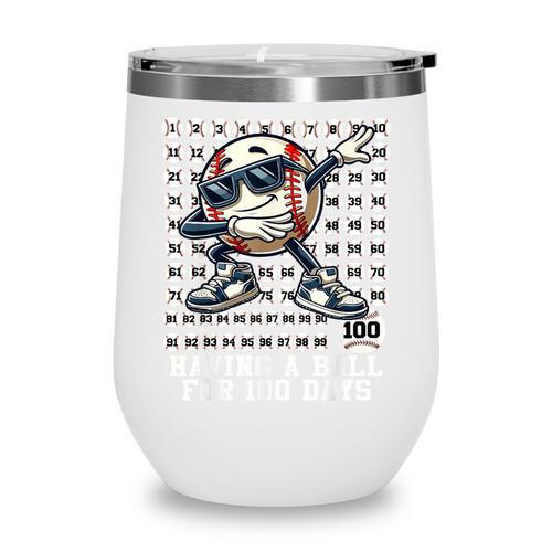100 Days Of School Boys Dabbing Baseball 100th Day Of School Wine Tumbler - Sportilla