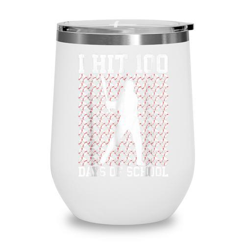 100 Days Of School Boys Kids 100th Day Balls For Baseball Wine Tumbler - Sportilla