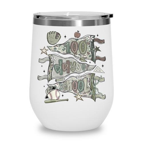 100 Days Smarter Baseball Sport School Celebration Wine Tumbler - Sportilla