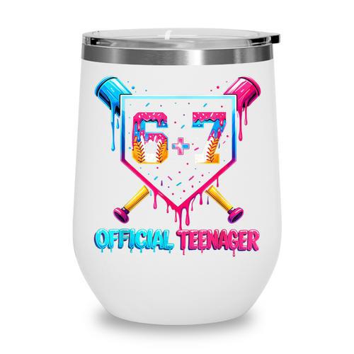 13th Birthday Official Teenager 67 Baseball Drip Boys Wine Tumbler - Sportilla