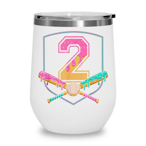 2nd Birthday Baseball Bat Ice-Cream Drip 2yrs Old Boys Kids Wine Tumbler - Sportilla