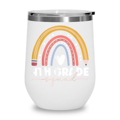 4th Grade Squad Rainbow Back To School Wine Tumbler - Savourry
