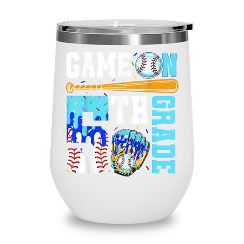 5th Grade Back To School Baseball Drip Ice Cream Game On Wine Tumbler - Savourry