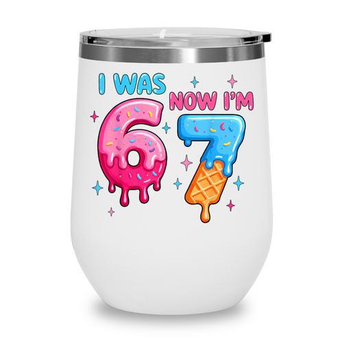 I Was 6 Now I'm 7 Meme Six Seven Baseball 7th Birthday Wine Tumbler - Sportilla