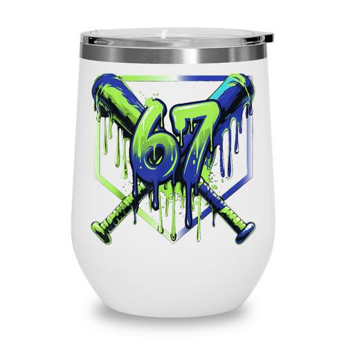 67 Baseball Drip Effect Urban Tee Style 6-7 Meme Graphic Wine Tumbler - Sportilla