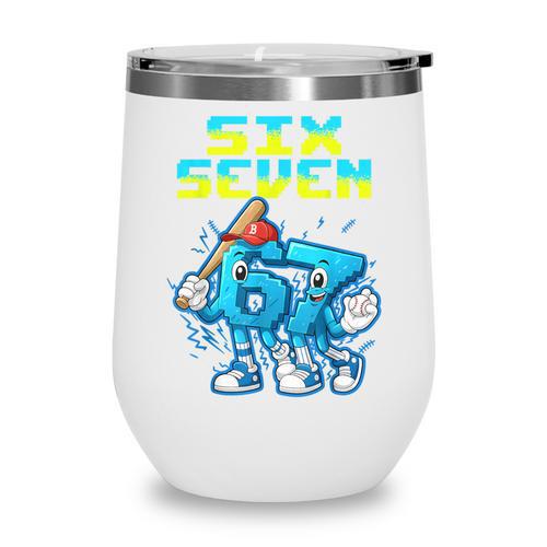 67 Six Seven 6-7 Italian Brainrot Kids Baseball Meme Wine Tumbler - Sportilla