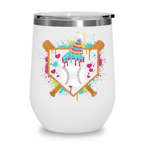 6th Birthday Baseball Drip Number 6 Year Old Birthday Boy Wine Tumbler - Sportilla