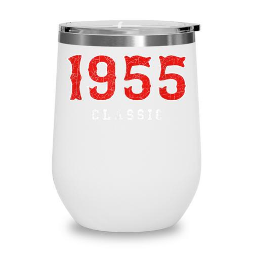 70 Year Old 1955 Classic Baseball Fan 70th Birthday Wine Tumbler - Sportilla