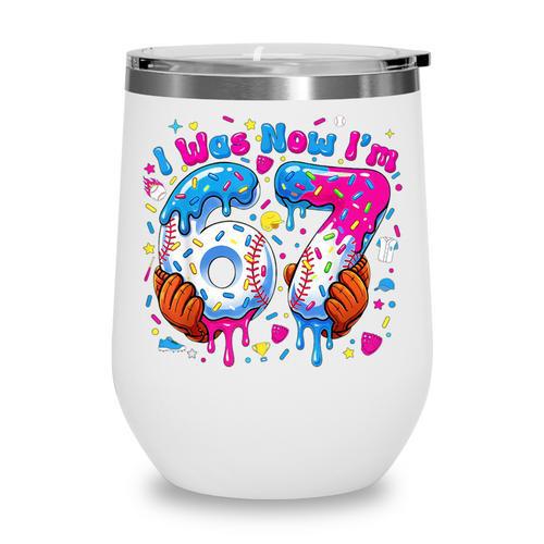 7th Birthday I Was 6 Now I'm 7 Baseball Ice Cream Drip Wine Tumbler - Sportilla