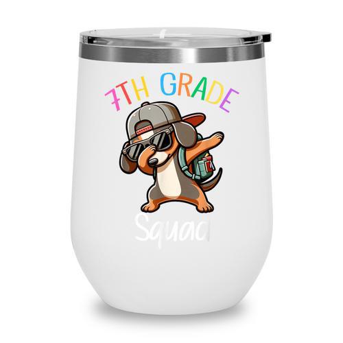 7th Grade Squad Dachshund Dabbing Kids Back To School Wine Tumbler - Savourry