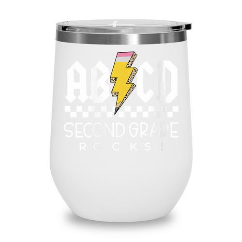 ABCD Second Grade Rocks First Day Of School Back To School Wine Tumbler - Savourry
