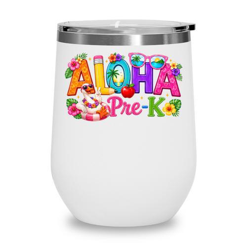 Aloha Pre-K Tropical Floral Beach Silly Goose Back To School Wine Tumbler - Savourry