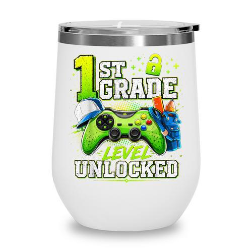 Back To School 1st First Grade Level Unlocked Gamer Kid Wine Tumbler - Savourry