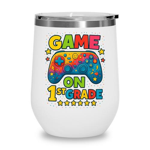Back To School 1st Grade Boys Gamer First Day School Level Wine Tumbler - Savourry